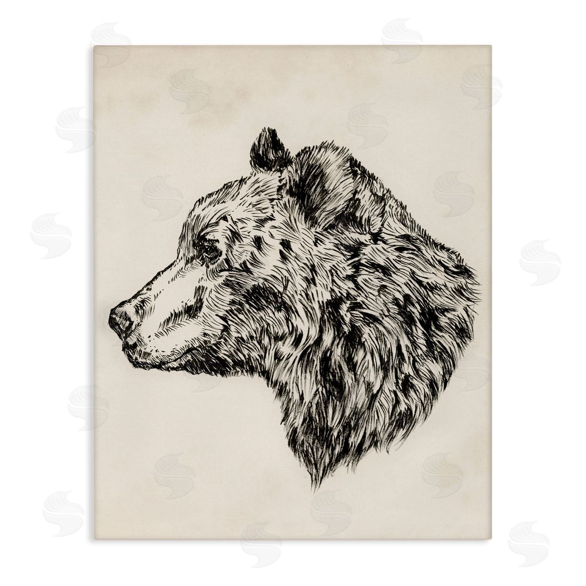 Woodland Bear Drawing Canvas Wall Art, Home Decor by Victoria Barnes