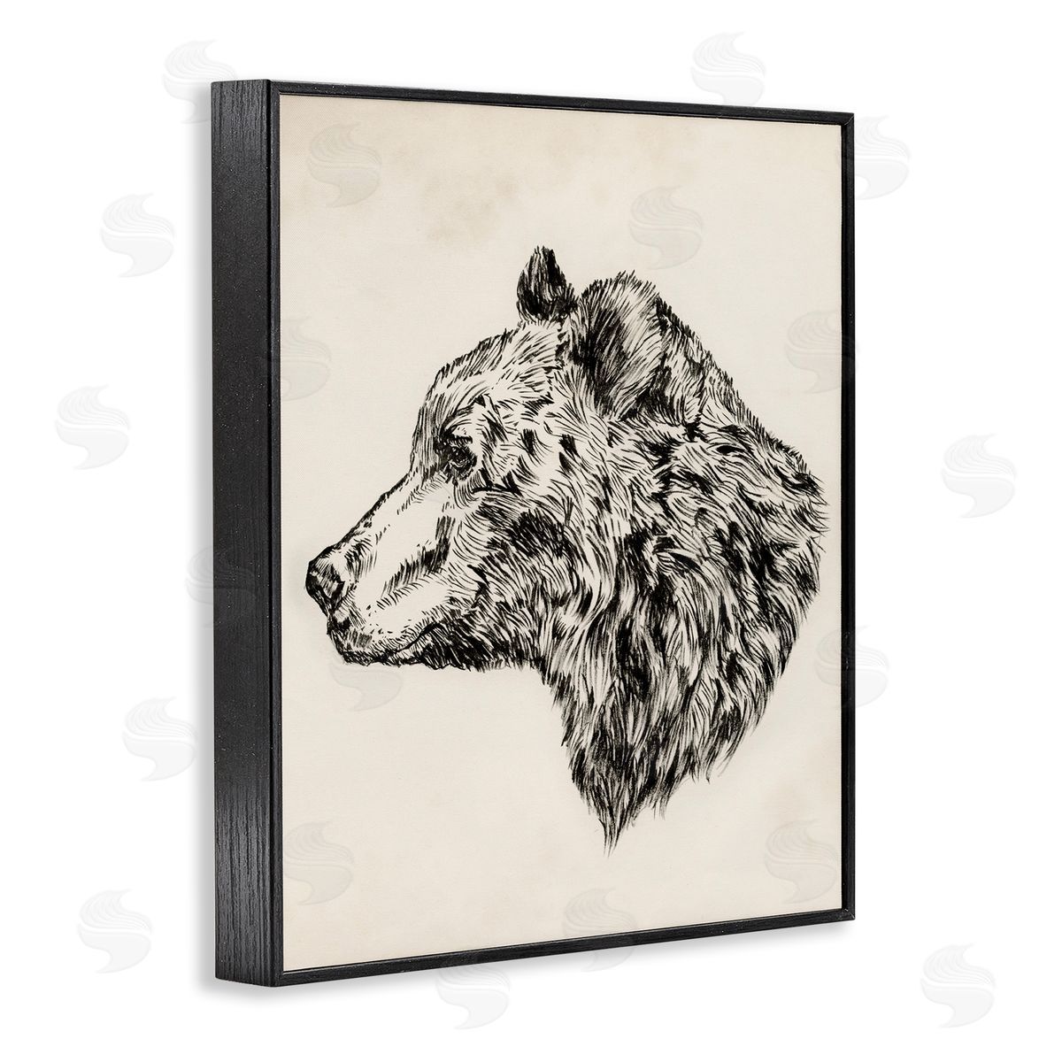 Woodland Bear Drawing Black Frame Print Wall Art, Home Decor by Victoria Barnes