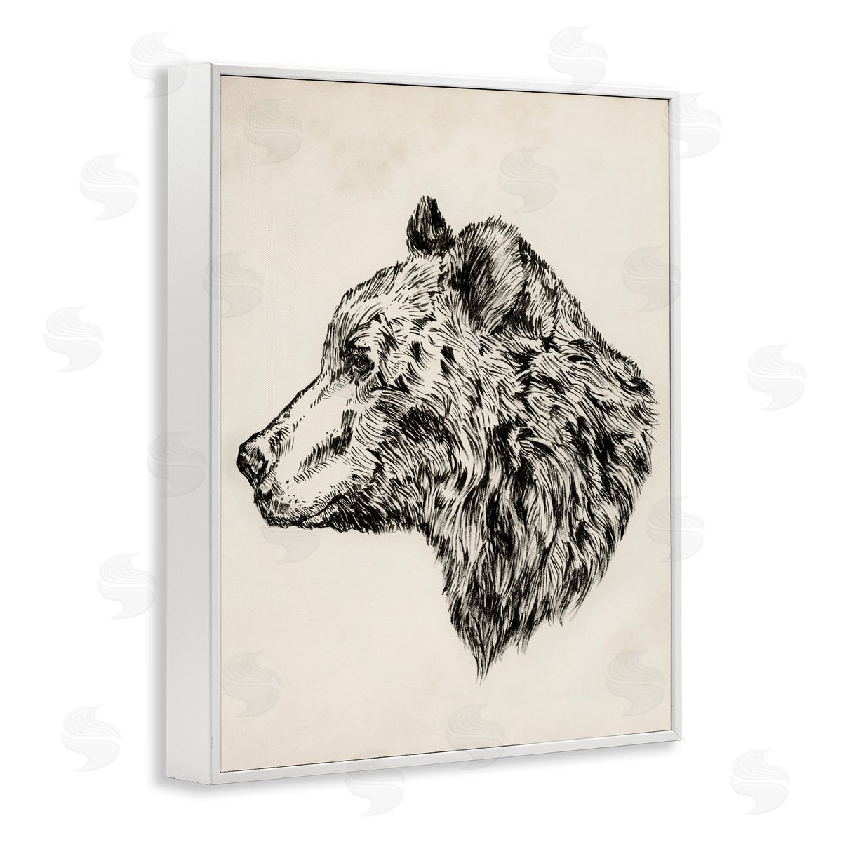 Woodland Bear Drawing White Frame Print Wall Art, Home Decor by Victoria Barnes