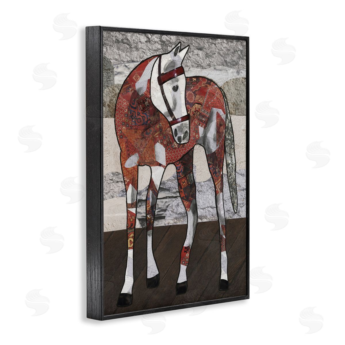 Southwestern Patterned Foal Black Frame Print Wall Art, Home Decor by Coco Good