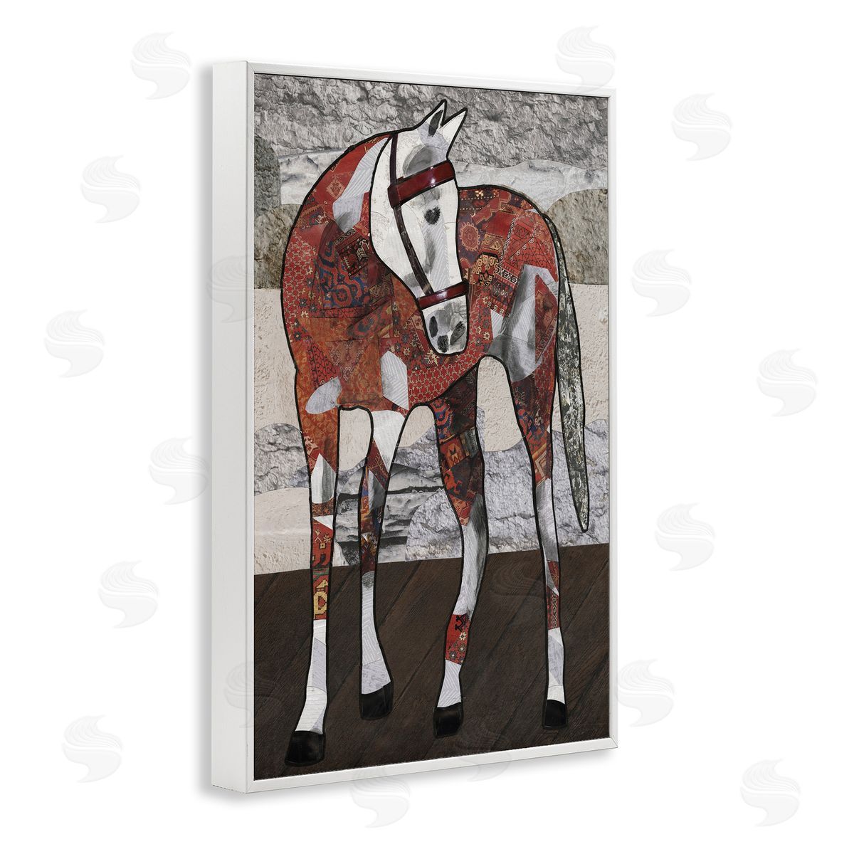 Southwestern Patterned Foal White Frame Print Wall Art, Home Decor by Coco Good