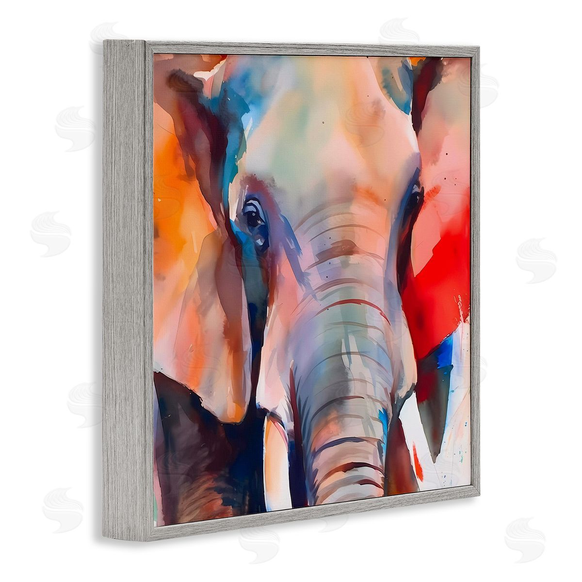 Close Up Elephant Face Grey Frame Print Wall Art, Home Decor by Walker Noble