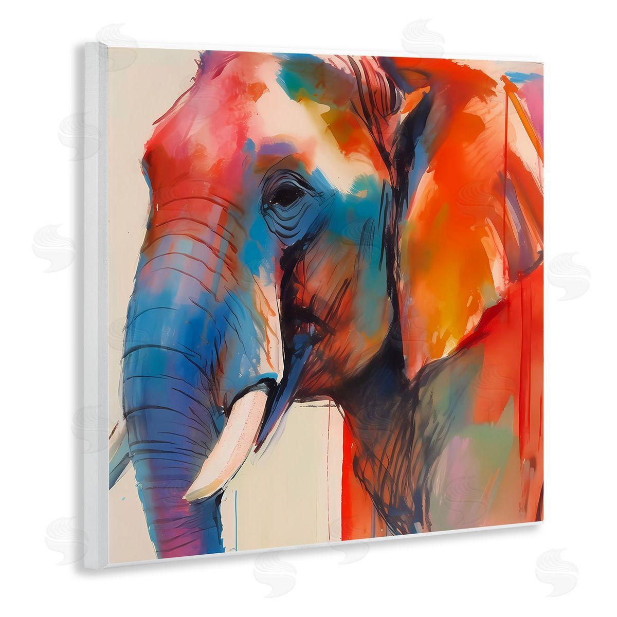 Elephant with Modern Hues Wood Plaque Wall Art, Home Decor by Walker Noble
