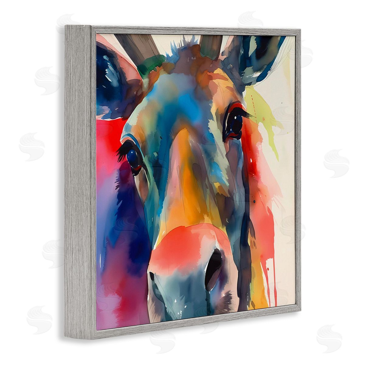 Modern Close Up Horse Grey Frame Print Wall Art, Home Decor by Walker Noble