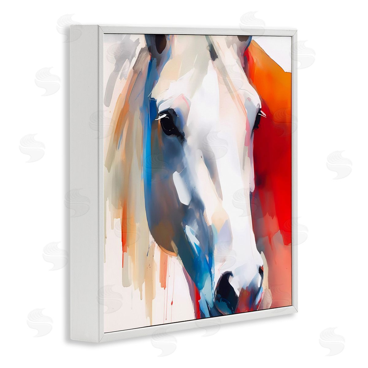 Horse Close Up Face White Frame Print Wall Art, Home Decor by Walker Noble