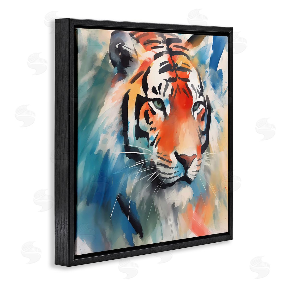 Bold Modern tiger Black Floating Frame Canvas Wall Art, Home Decor by Walker Noble