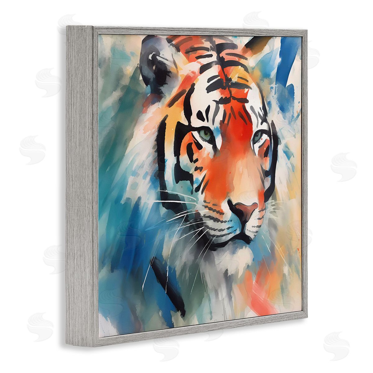 Bold Modern tiger Grey Frame Print Wall Art, Home Decor by Walker Noble