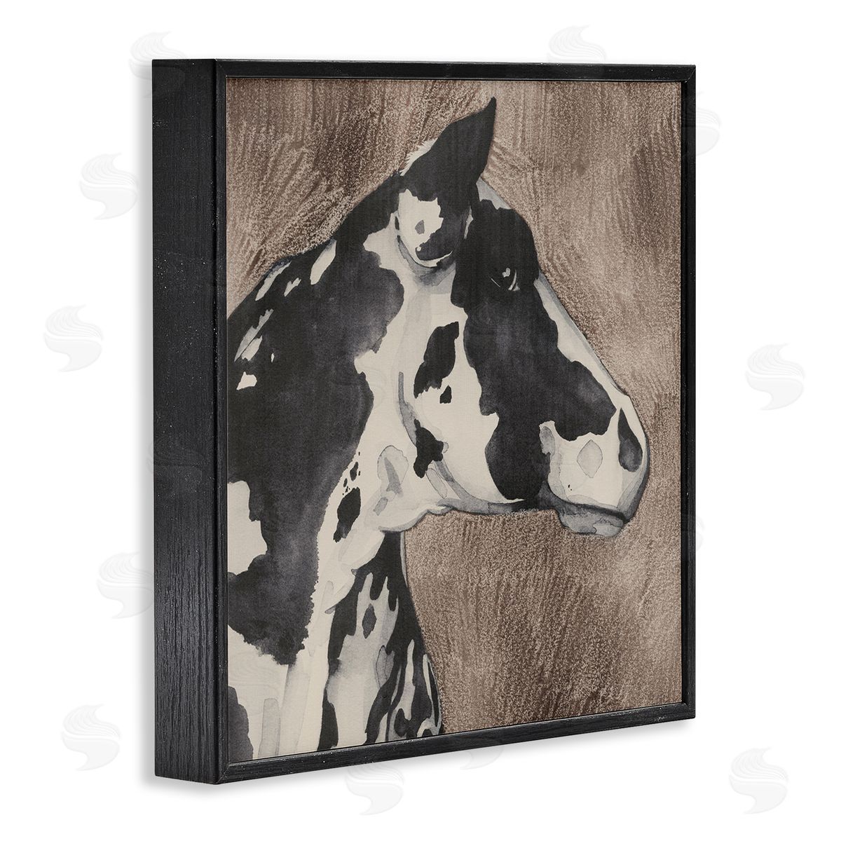 Rustic Cow Looking Right Black Frame Print Wall Art, Home Decor by Grace Popp
