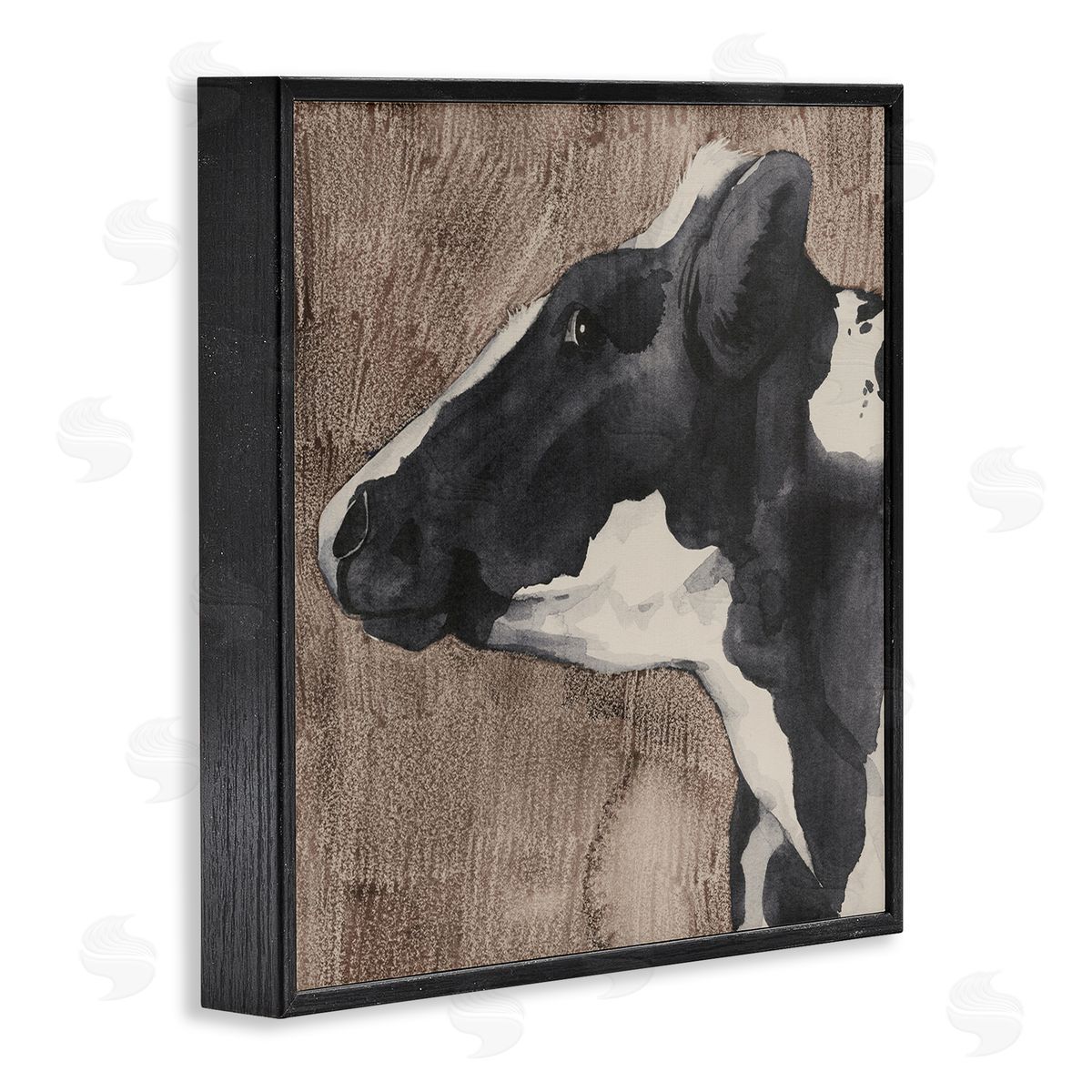Rustic Cow Looking Left Black Frame Print Wall Art, Home Decor by Grace Popp