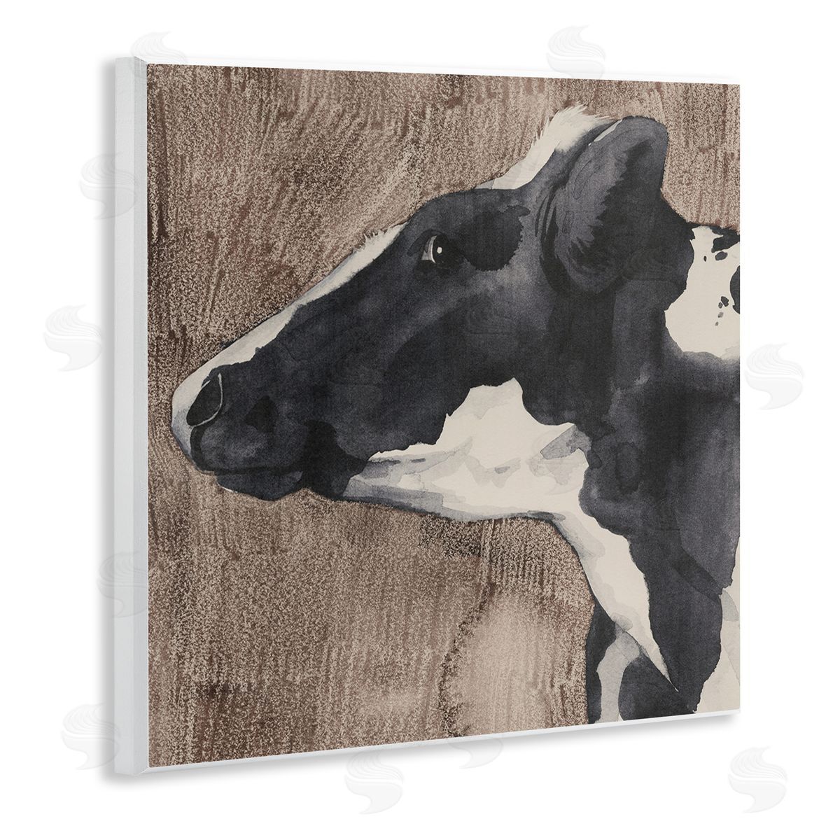 Rustic Cow Looking Left Wood Plaque Wall Art, Home Decor by Grace Popp
