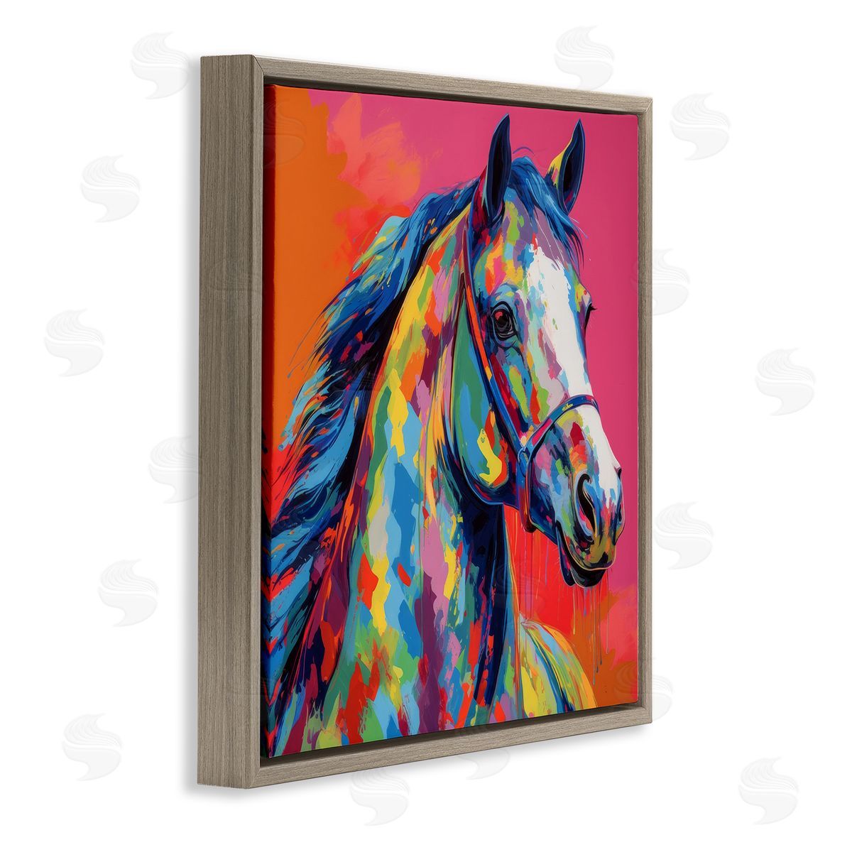 Abstract Hue Horse Brown Floating Frame Canvas Wall Art, Home Decor by Irena Orlov