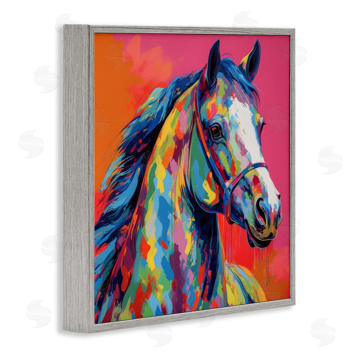 Abstract Hue Horse Grey Frame Print Wall Art, Home Decor by Irena Orlov