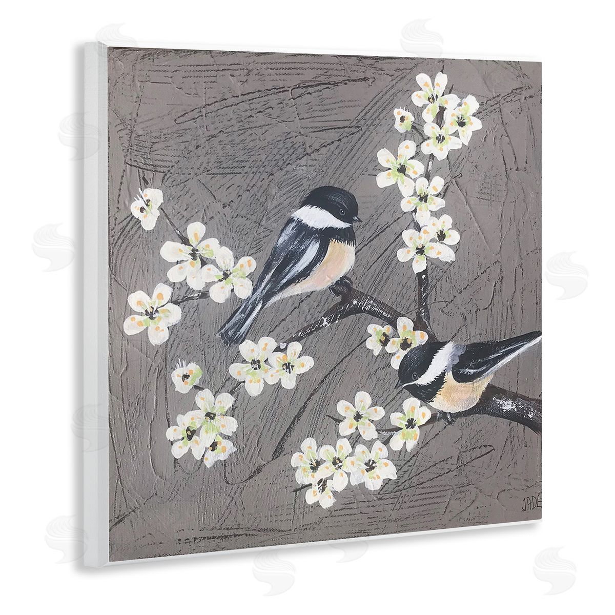 Birds and Apple Blossoms Wood Plaque Wall Art, Home Decor by Jade Reynolds