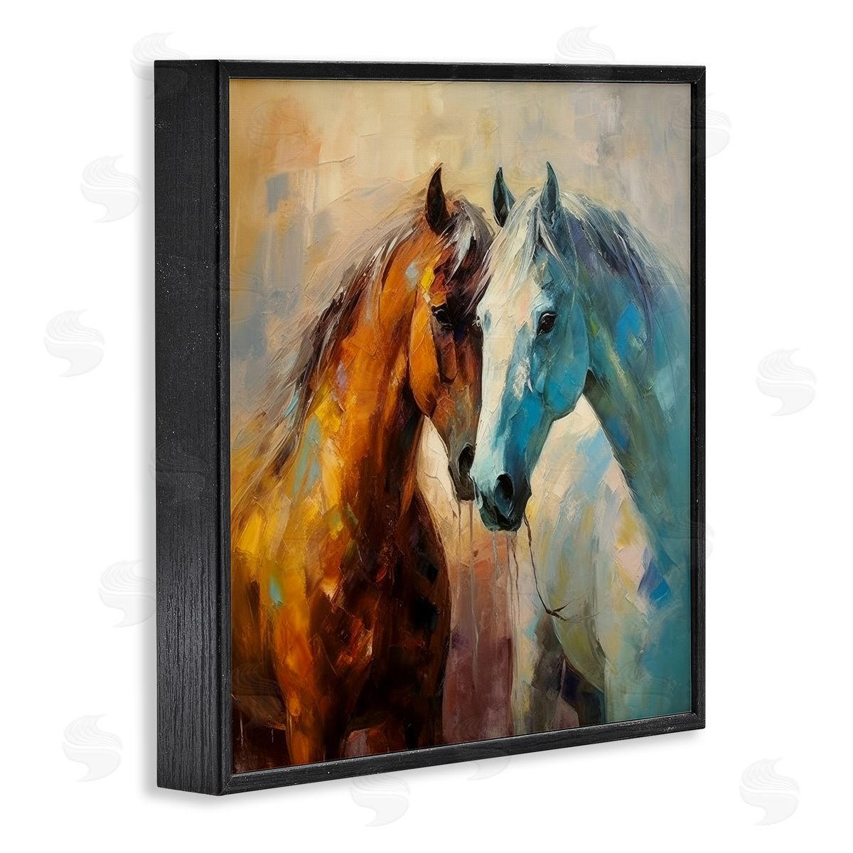 Painterly Horse Pair Black Frame Print Wall Art, Home Decor by Irena Orlov