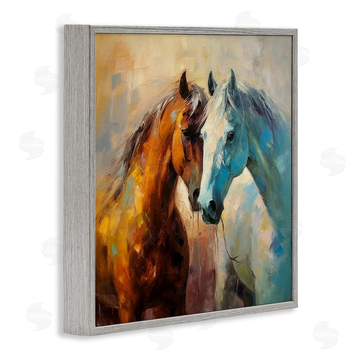Painterly Horse Pair Grey Frame Print Wall Art, Home Decor by Irena Orlov
