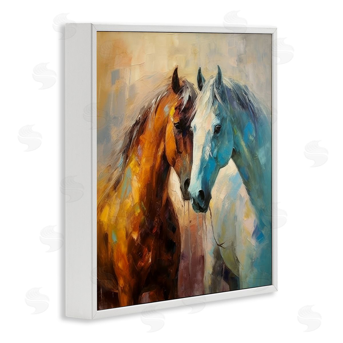 Painterly Horse Pair White Frame Print Wall Art, Home Decor by Irena Orlov