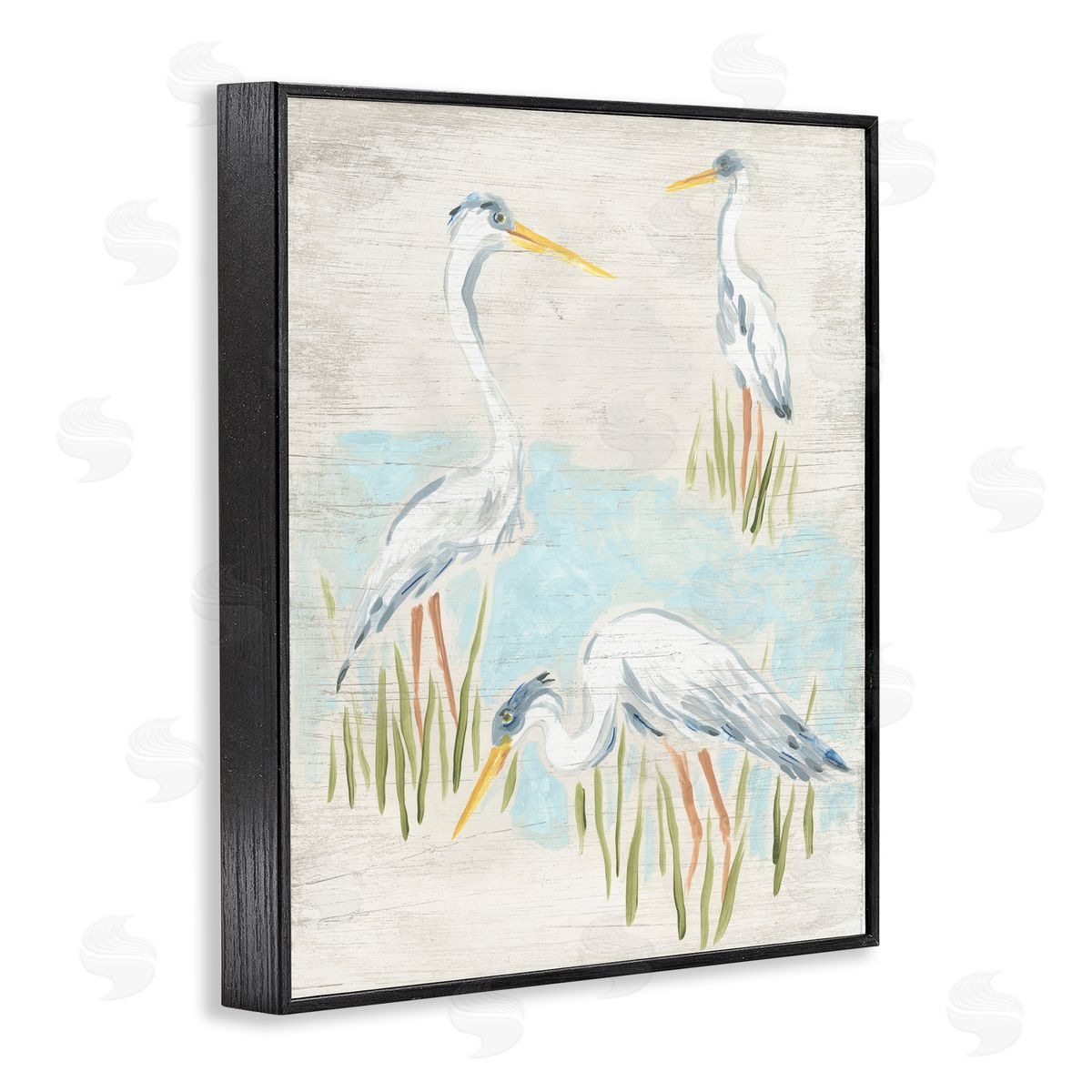 Nautical Heron Trio Black Frame Print Wall Art, Home Decor by June Erica Vess