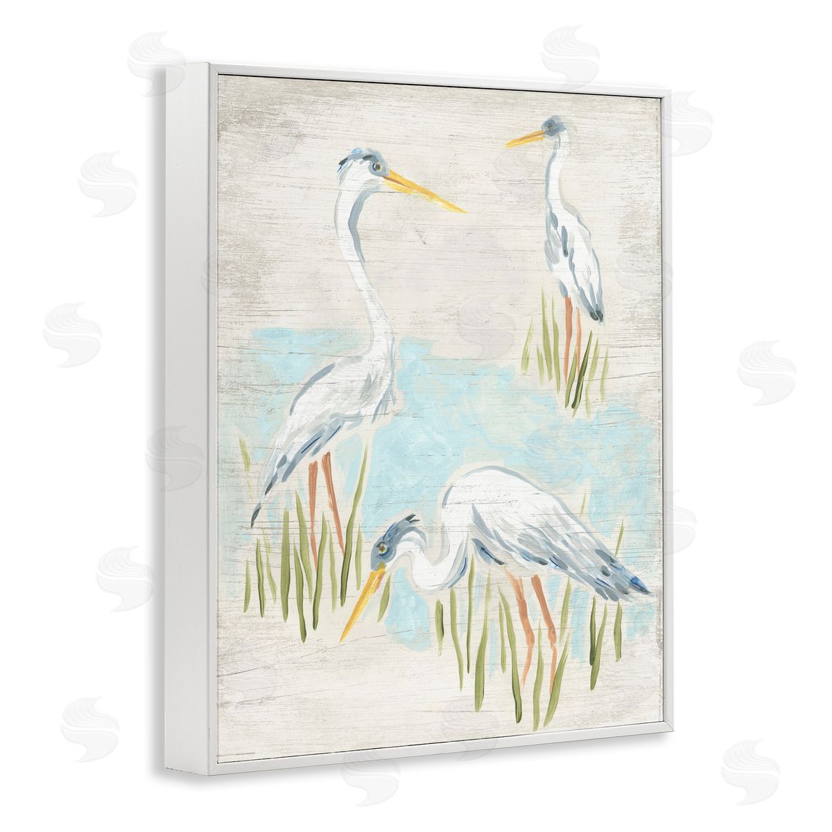 Nautical Heron Trio White Frame Print Wall Art, Home Decor by June Erica Vess