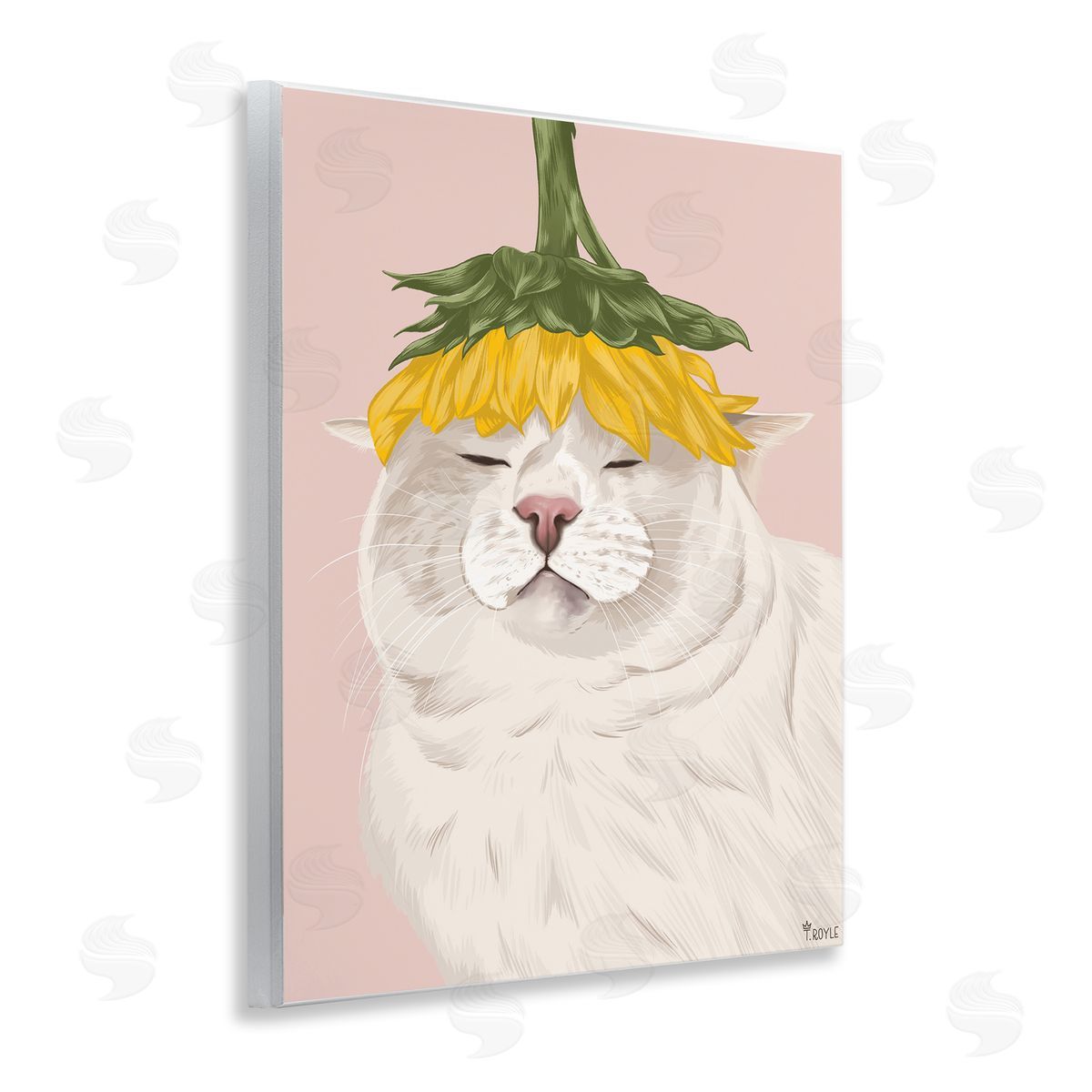 Cat with Daisy on Head Wood Plaque Wall Art, Home Decor by Tara Royle