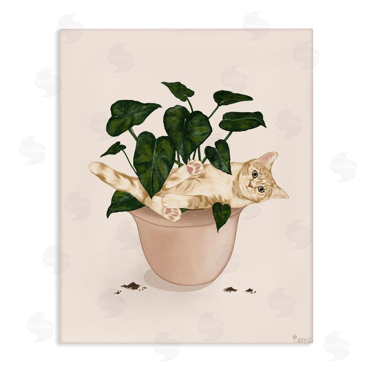 Funny Cat in House Plant Canvas Wall Art, Home Decor by Tara Royle