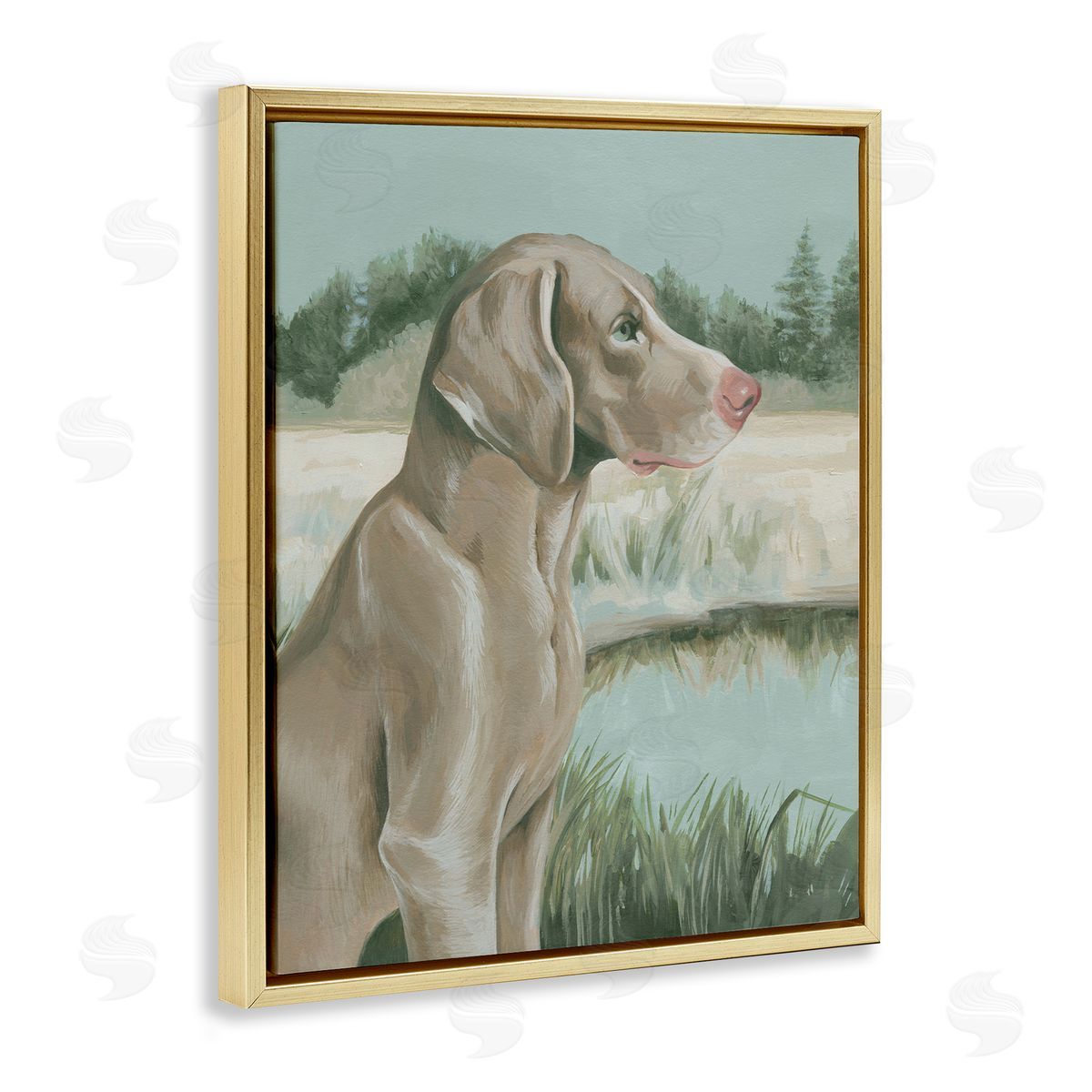 Labrador Lake Landscape Gold Floating Frame Canvas Wall Art, Home Decor by Grace Popp
