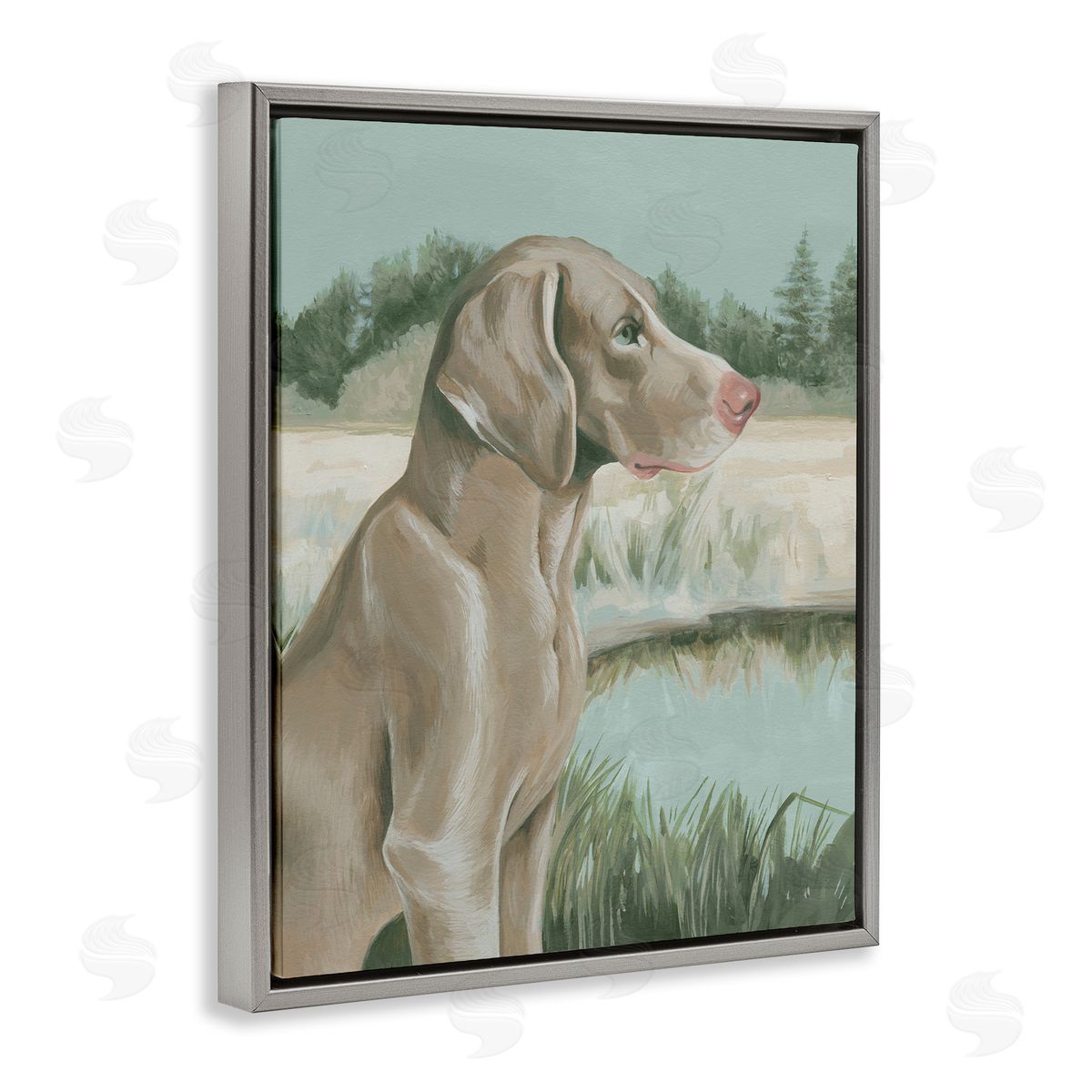 Labrador Lake Landscape Grey Floating Frame Canvas Wall Art, Home Decor by Grace Popp
