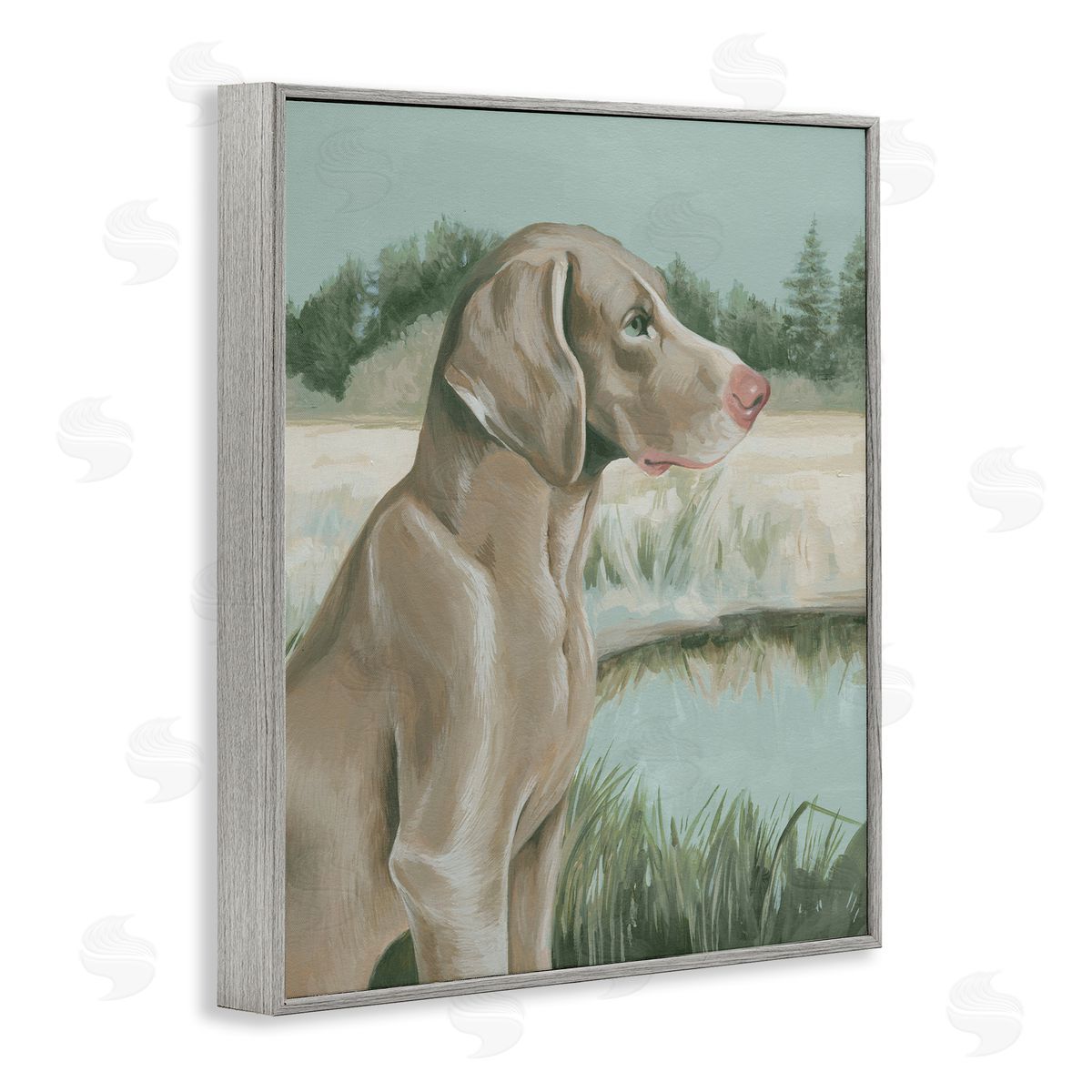 Labrador Lake Landscape Grey Frame Print Wall Art, Home Decor by Grace Popp