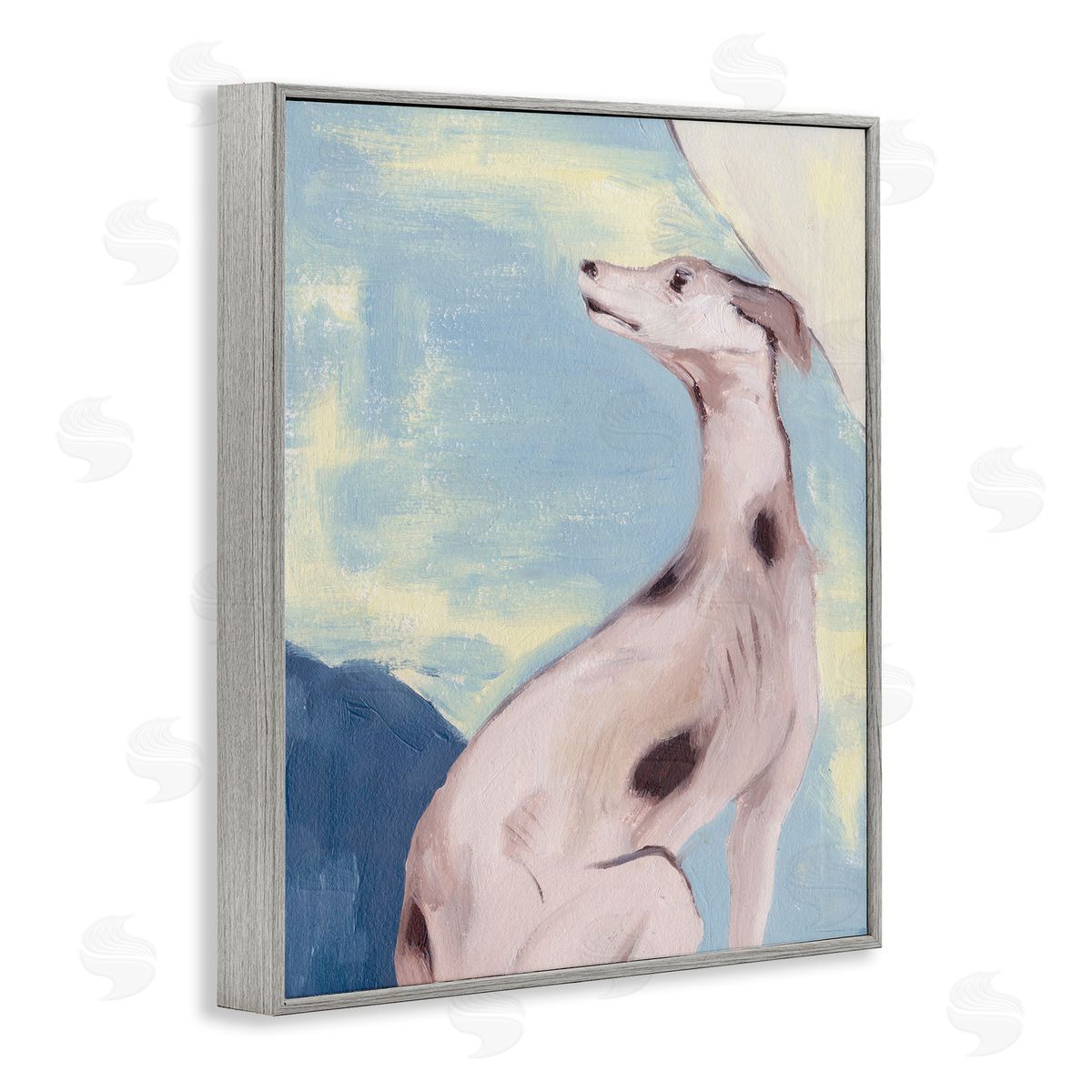 Greyhound on Blue Grey Frame Print Wall Art, Home Decor by Melissa Wang