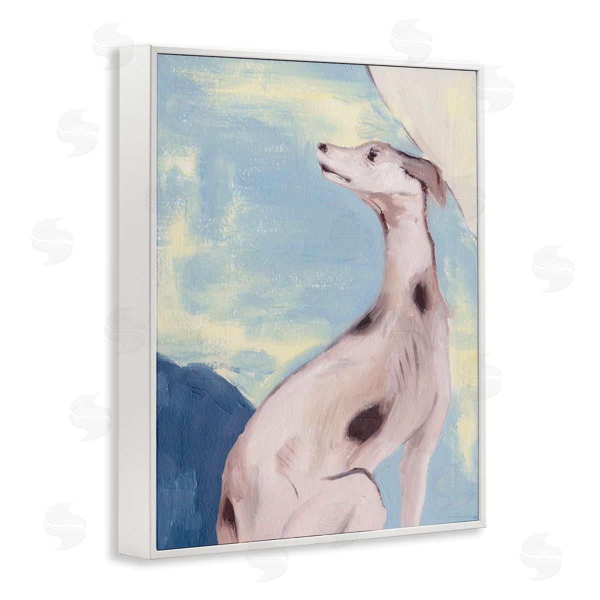 Greyhound on Blue White Frame Print Wall Art, Home Decor by Melissa Wang