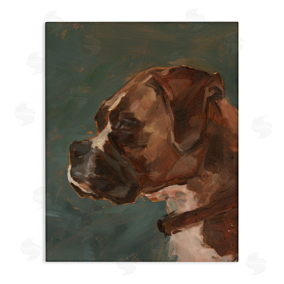 Bulldog Gazing Portrait Canvas Wall Art, Home Decor by Ethan Harper