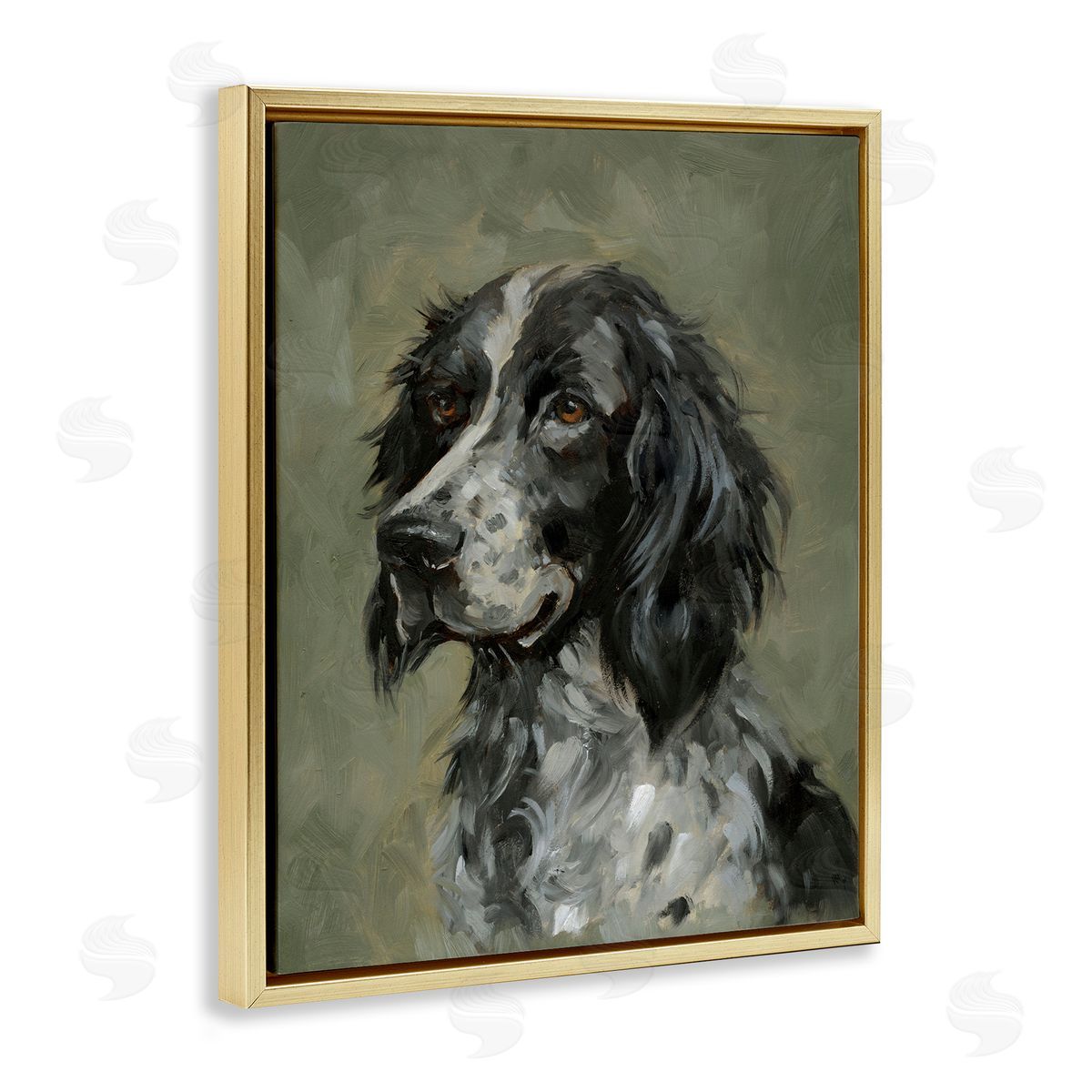 Cocker Spaniel Portrait Gold Floating Frame Canvas Wall Art, Home Decor by Victoria Barnes