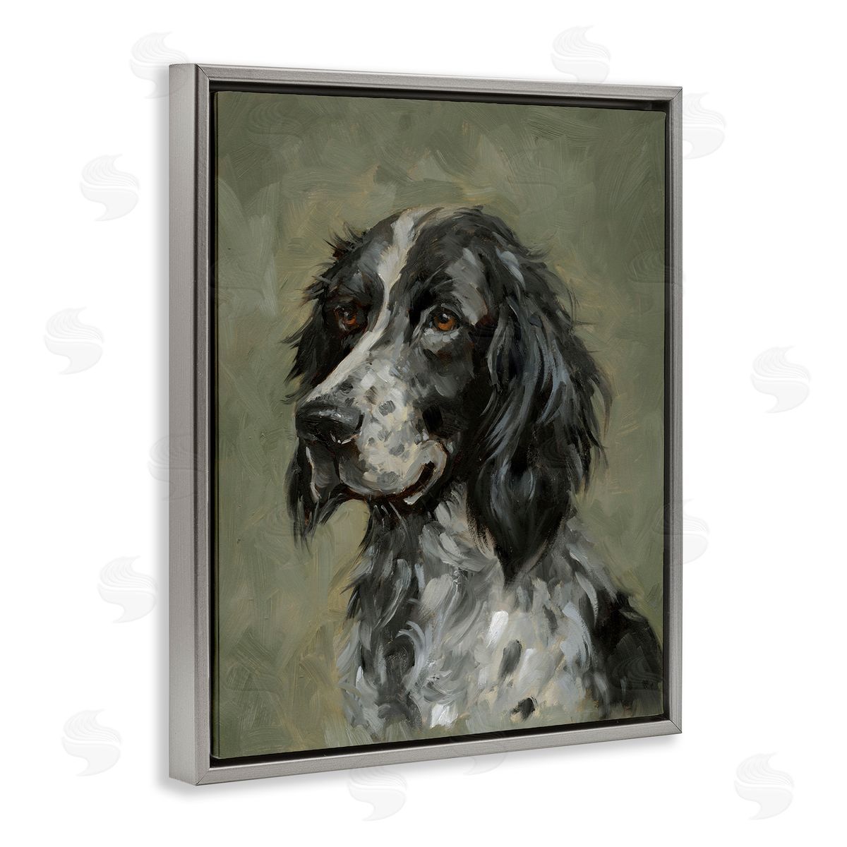 Cocker Spaniel Portrait Grey Floating Frame Canvas Wall Art, Home Decor by Victoria Barnes