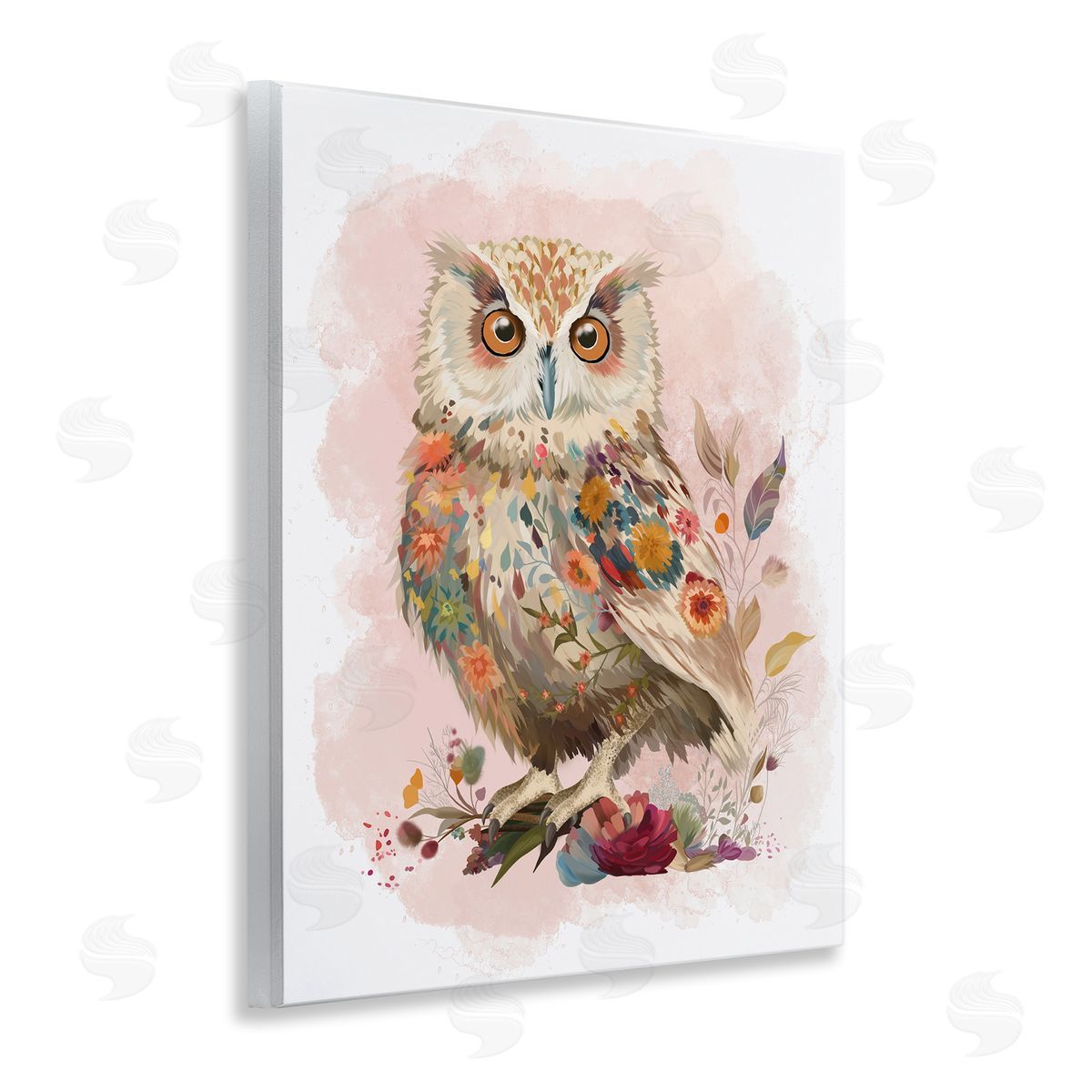 Owl and Wild Blooms Wood Plaque Wall Art, Home Decor by Fab Funky