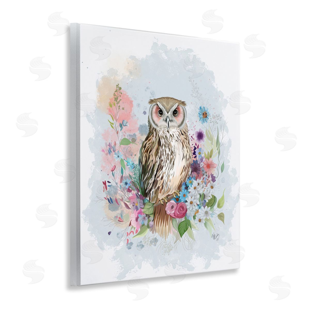 Owl and Floral Garland Wood Plaque Wall Art, Home Decor by Fab Funky