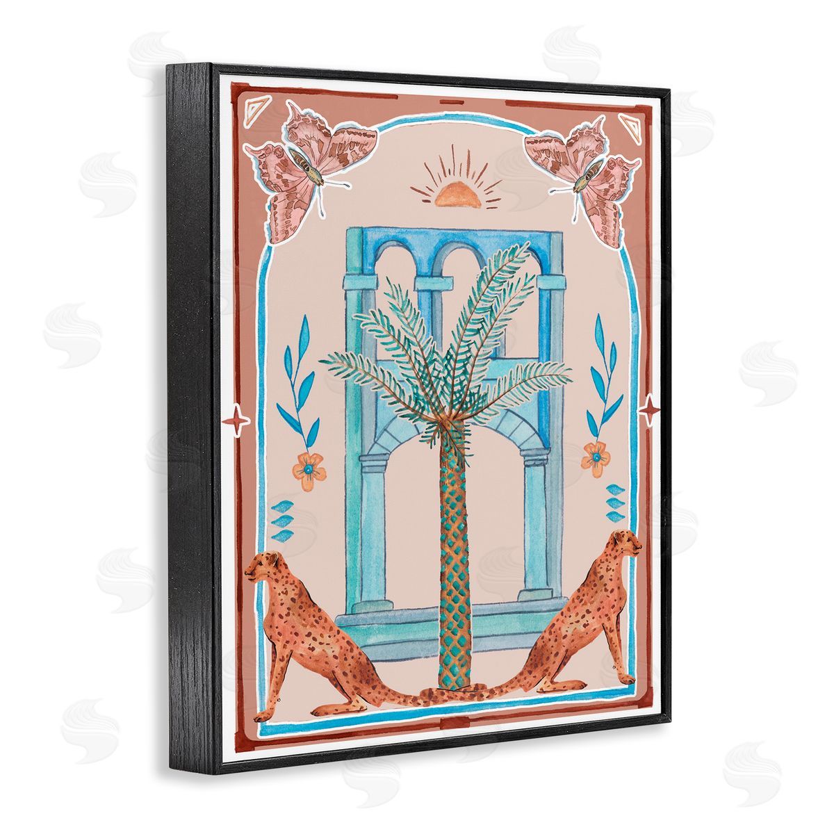 Traditional Tropics Architecture Black Frame Print Wall Art, Home Decor by Melissa Wang