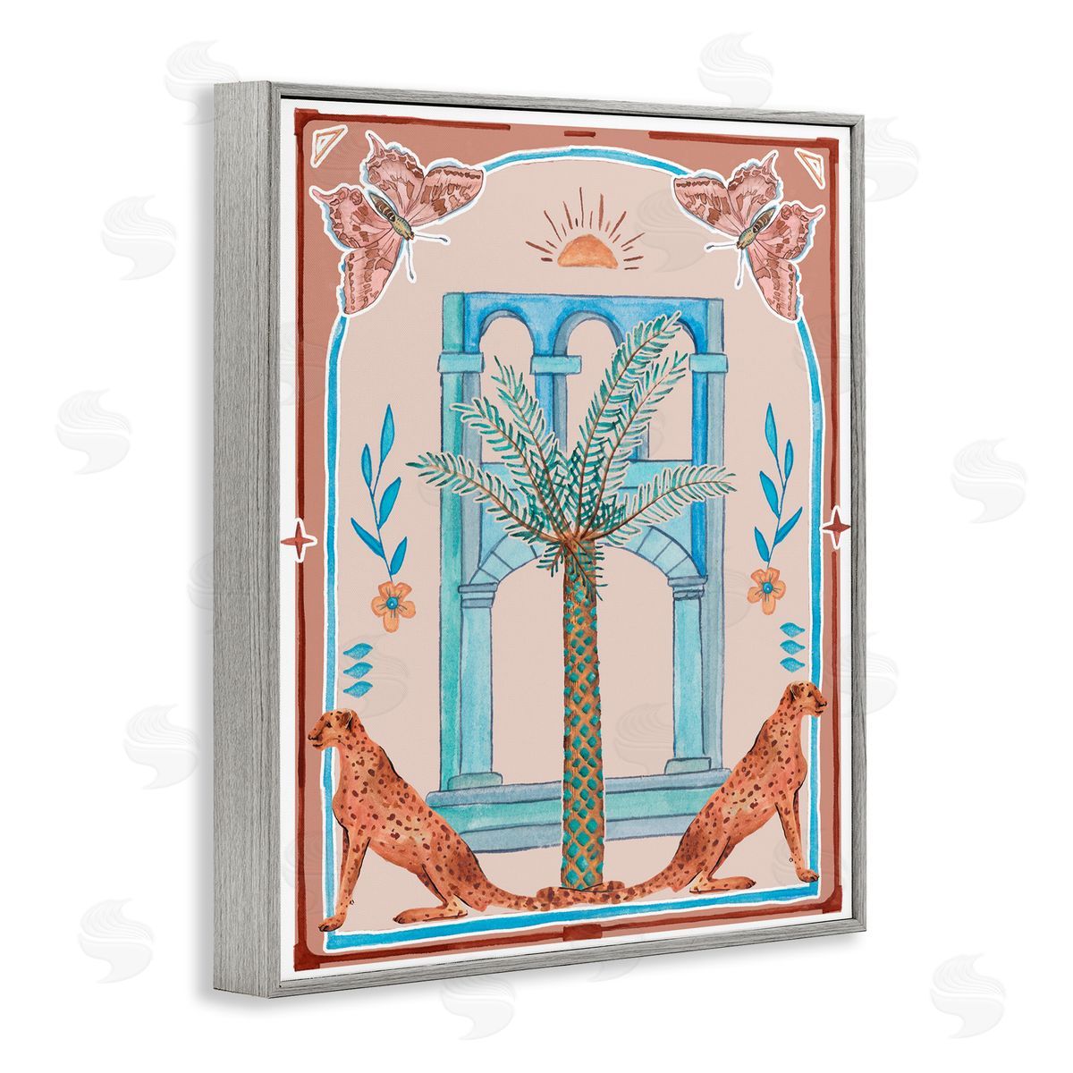 Traditional Tropics Architecture Grey Frame Print Wall Art, Home Decor by Melissa Wang