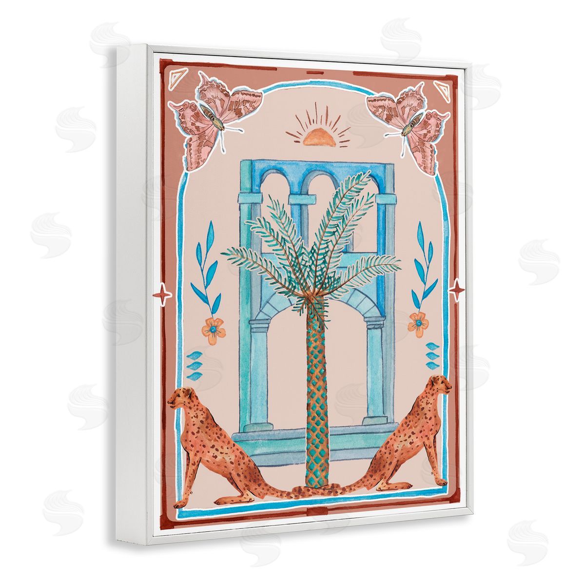 Traditional Tropics Architecture White Frame Print Wall Art, Home Decor by Melissa Wang