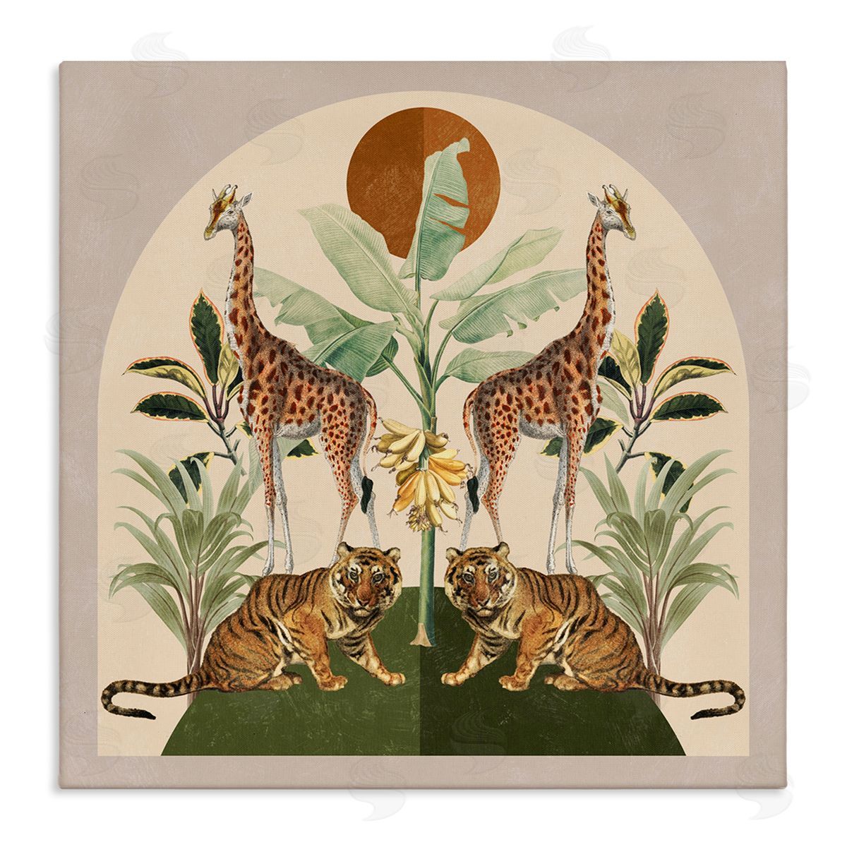 Jungle Animals Motif Canvas Wall Art, Home Decor by Victoria Barnes