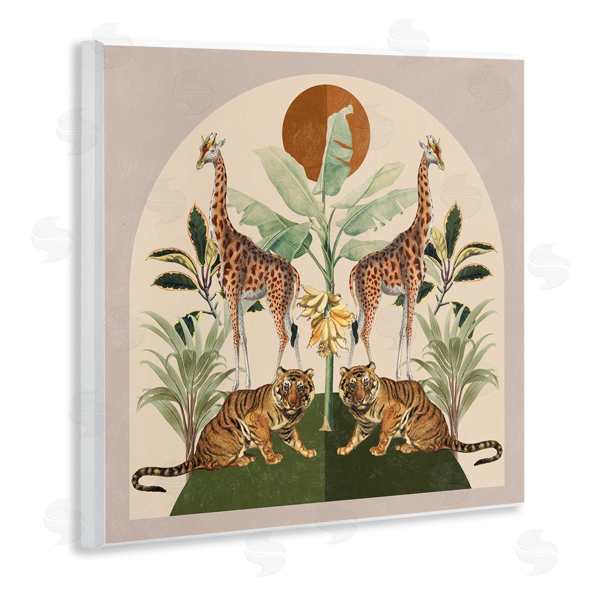 Jungle Animals Motif Wood Plaque Wall Art, Home Decor by Victoria Barnes