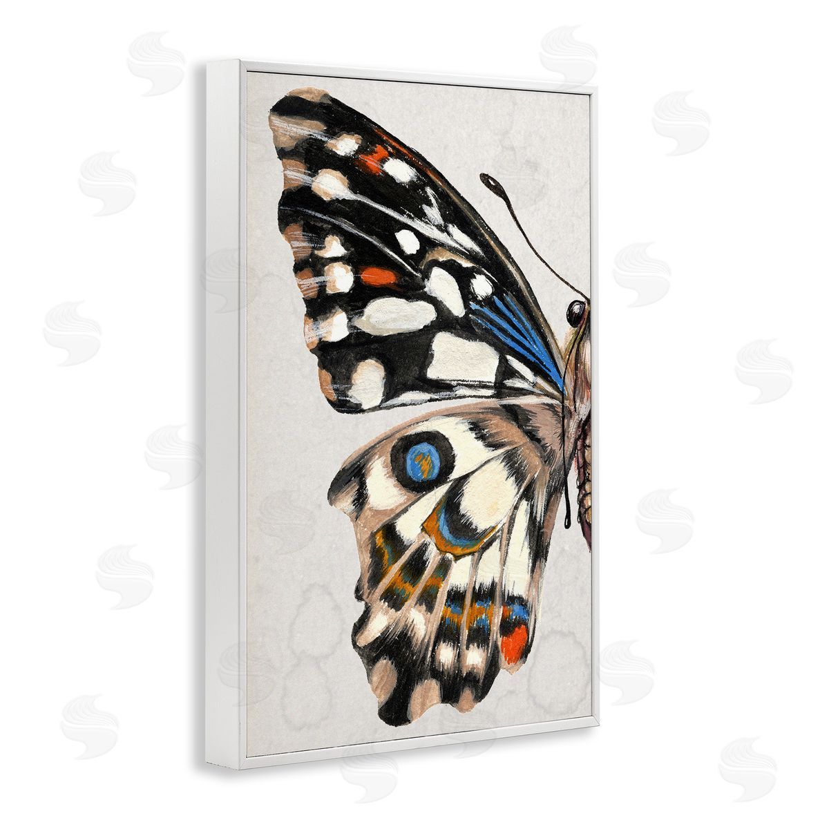 Spotted Butterfly Wing White Frame Print Wall Art, Home Decor by Melissa Wang
