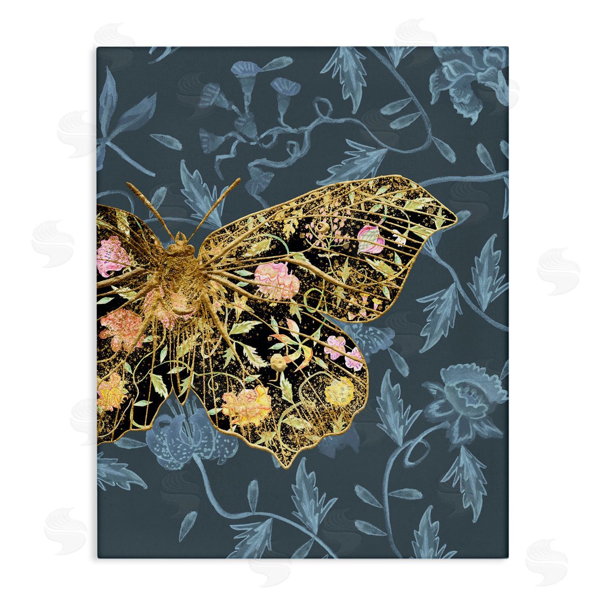 Blue and Gold Butterfly Canvas Wall Art, Home Decor by Melissa Wang
