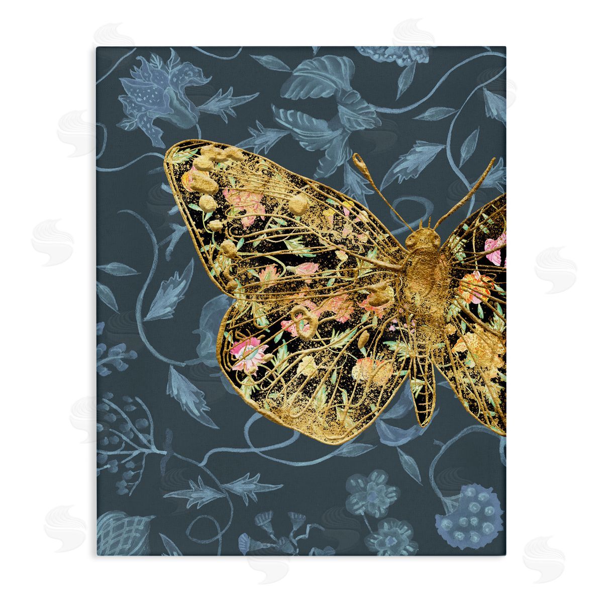 Glam Traditional Butterfly Canvas Wall Art, Home Decor by Melissa Wang