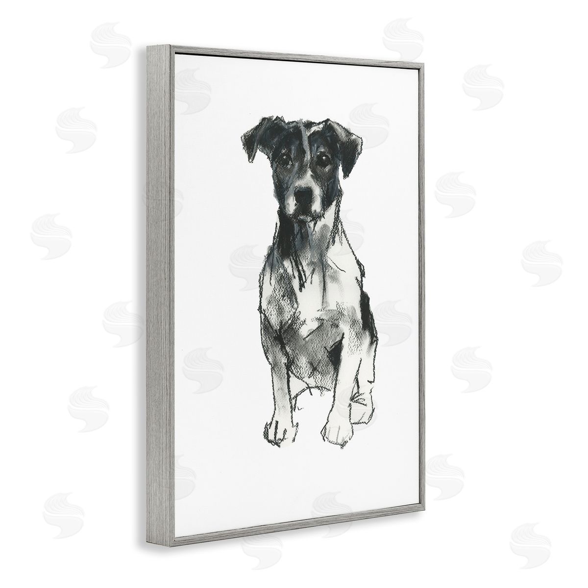 Minimal Dog Drawing Grey Frame Print Wall Art, Home Decor by Cartissi