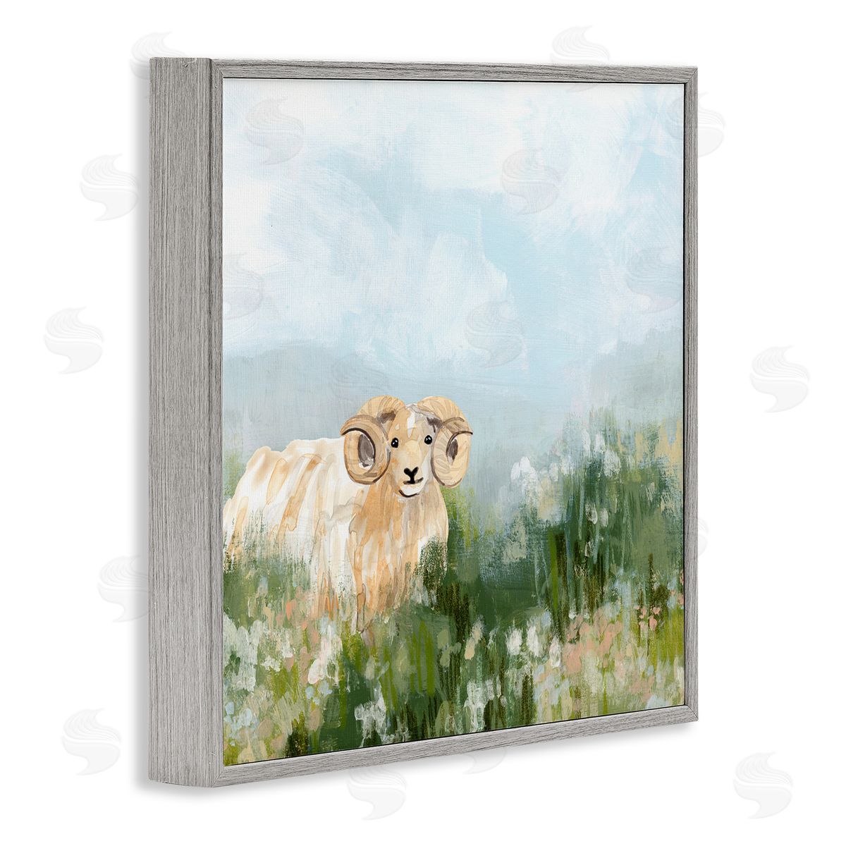 Traditional Country Goat Grey Frame Print Wall Art, Home Decor by June Erica Vess