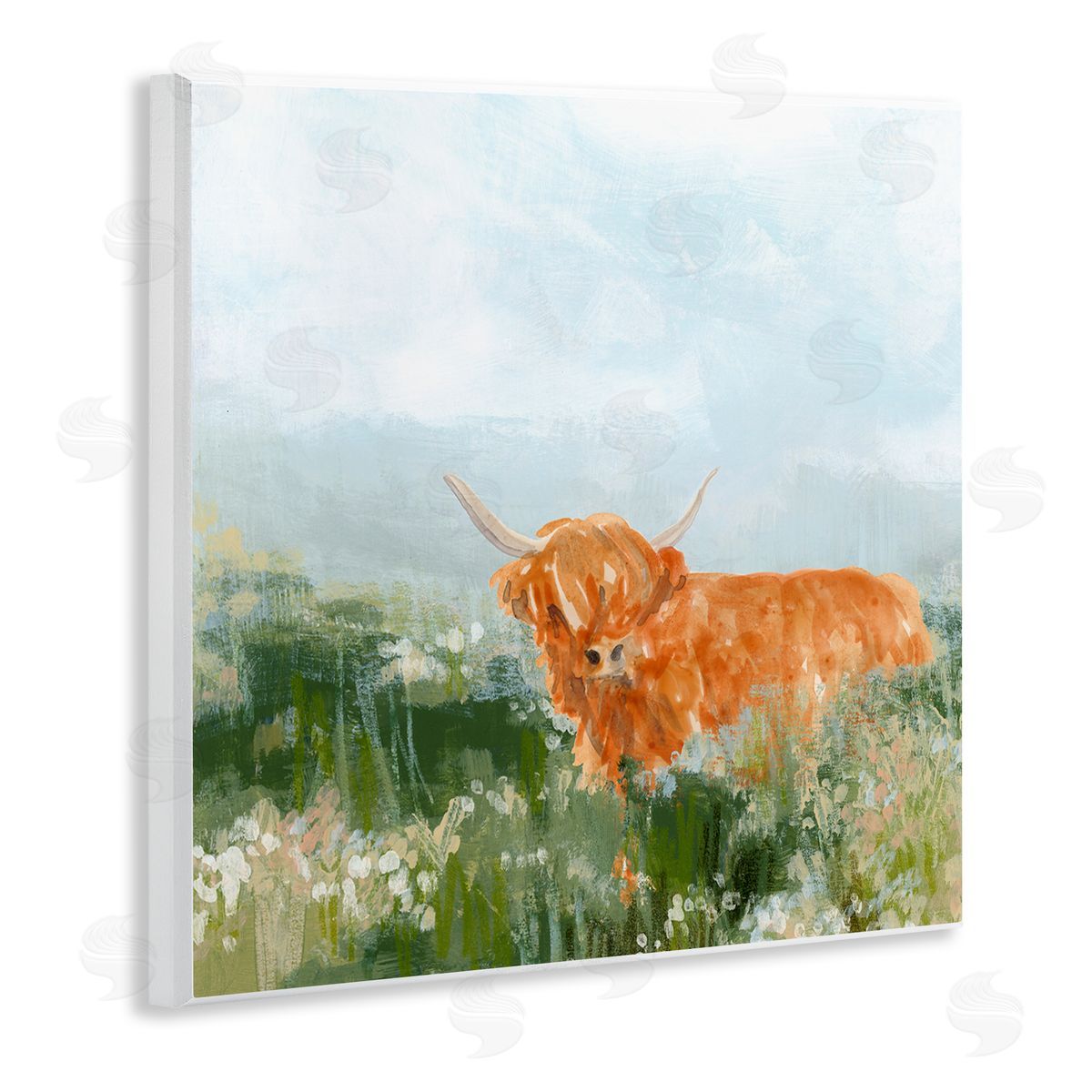Highland Cattle Abstraction Wood Plaque Wall Art, Home Decor by June Erica Vess