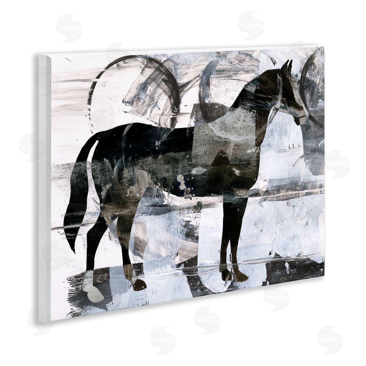 Circle Pattern and Horse Wood Plaque Wall Art, Home Decor by Ethan Harper