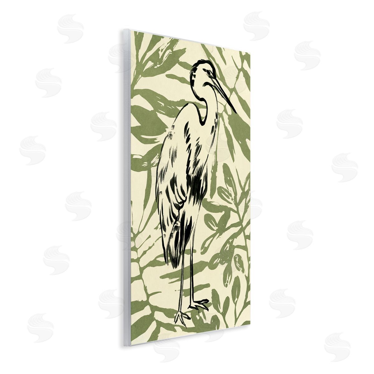 Heron and Leaf Pattern Wood Plaque Wall Art, Home Decor by June Erica Vess