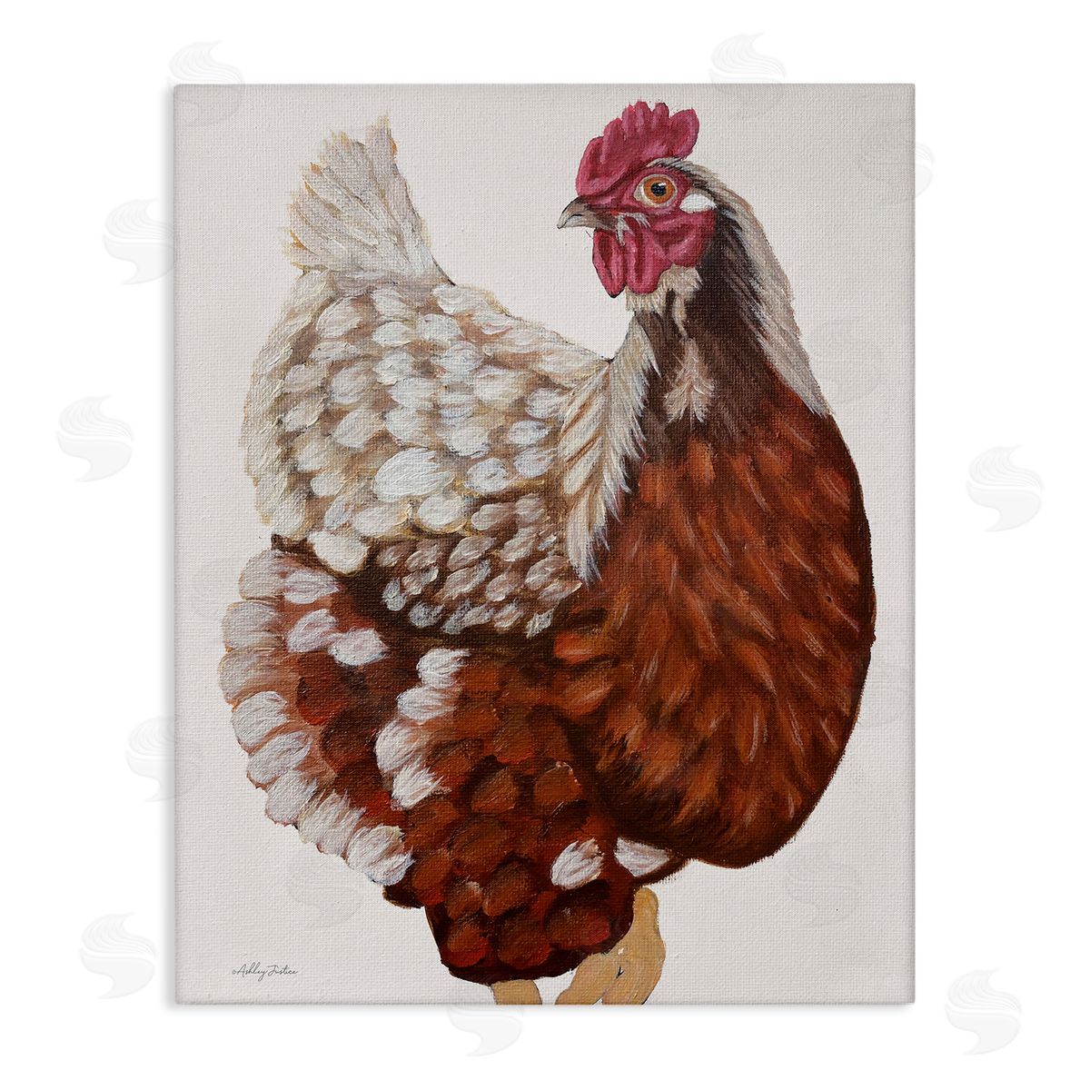 Traditional Chicken Portrait Canvas Wall Art, Home Decor by Ashley Justice