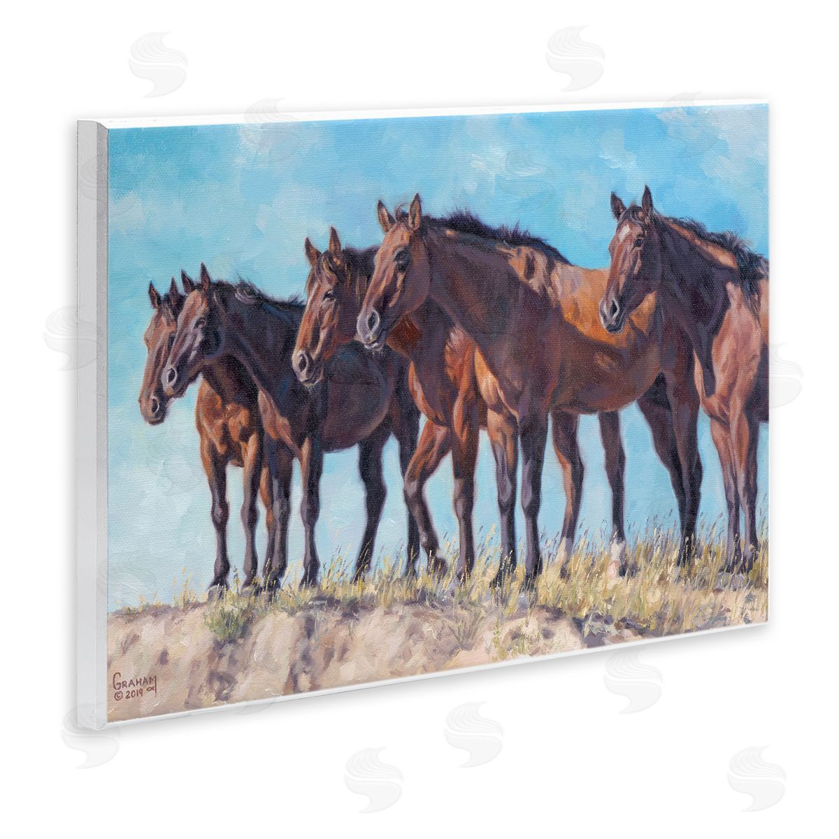 Horse Herd Overlooking Desert Wood Plaque Wall Art, Home Decor by David Graham