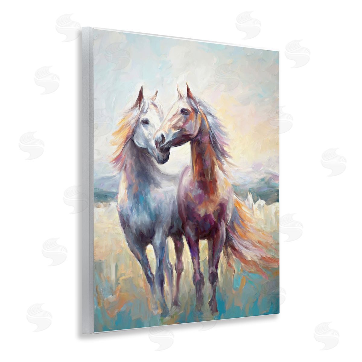 Galloping Horse Pair Wood Plaque Wall Art, Home Decor by Ramona Murdock
